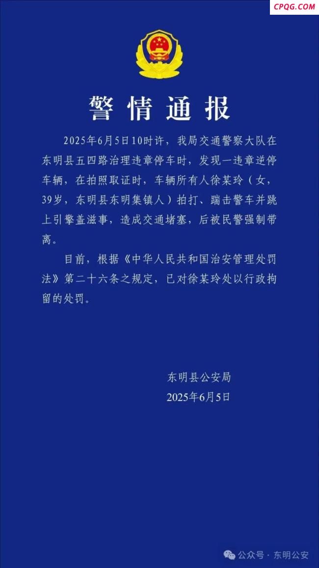 踹击警车并跳上引擎盖女子被行拘
