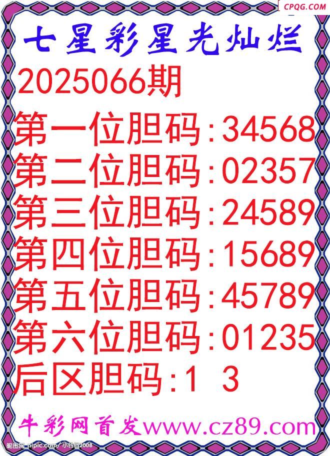 七星彩2025066期星光灿烂五码图谜