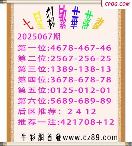 七星彩2025年067期繁华落尽胆码图谜 