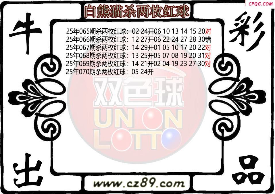 双色球070期白熊猫杀两枚红球图迷