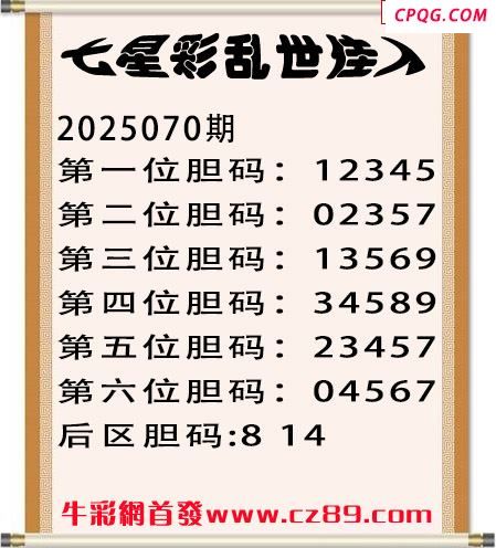 七星彩2025年070期乱世佳人五码图谜 