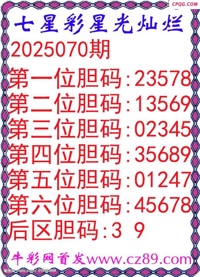 七星彩2025070期星光灿烂五码图谜