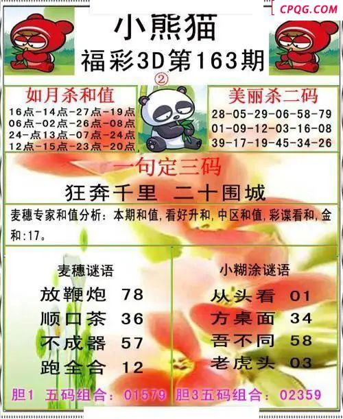小熊猫彩报2025163期3d图谜                        