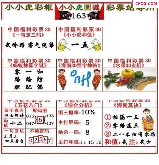 小小虎彩报2025163期3d图谜            