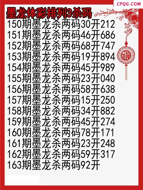 25年163期墨龙体彩排列3杀码图