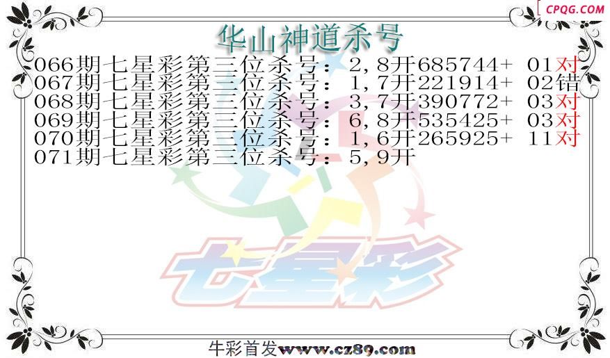 七星彩2025071期华山神道杀号图迷