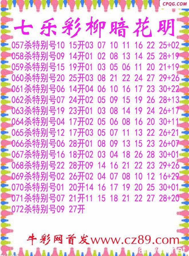 七乐彩2025072期柳暗花明杀码图谜