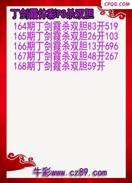 25年168期丁剑霞体彩P3杀双胆图