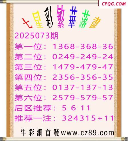 七星彩2025年073期繁华落尽胆码图谜