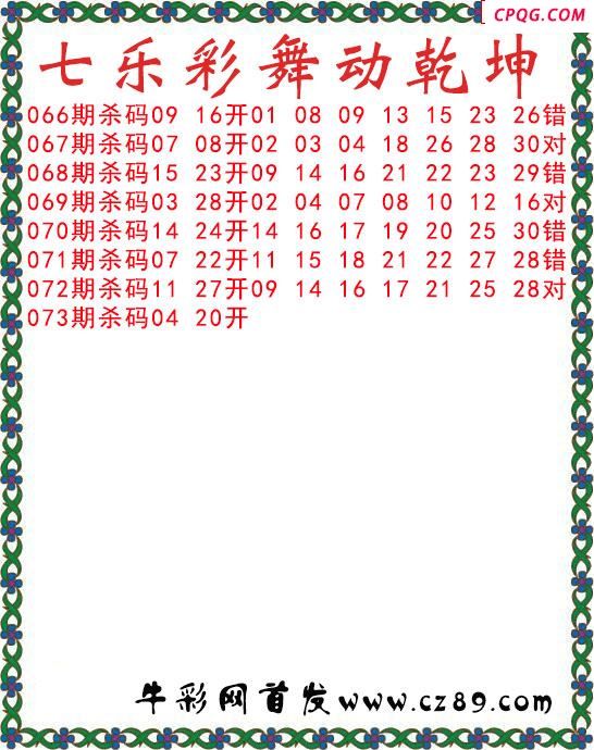 七乐彩2025073期舞动乾坤图谜