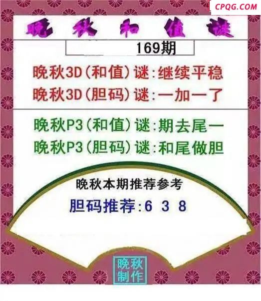 晚秋和值谜2025169期3d图谜  