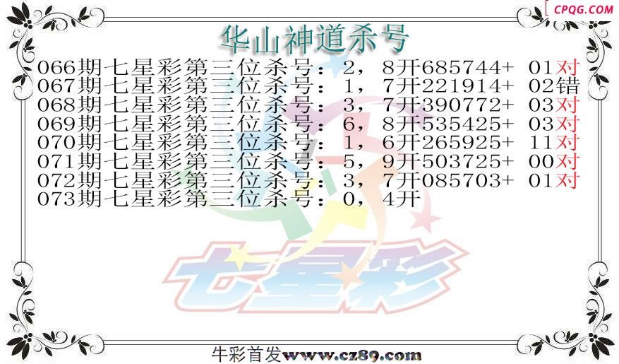 七星彩2025073期华山神道杀号图迷
