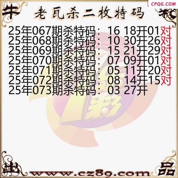 七乐彩2025073期老瓦杀特码图谜