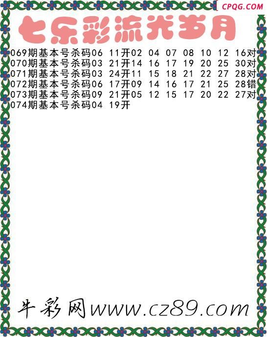 七乐彩2025074期流光岁月杀码图谜
