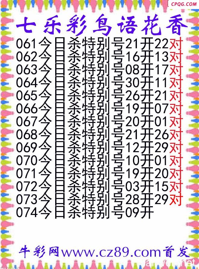 七乐彩2025074期鸟语花香图谜