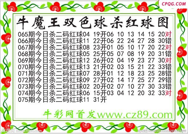 牛魔王杀两码红球075期双色球图谜