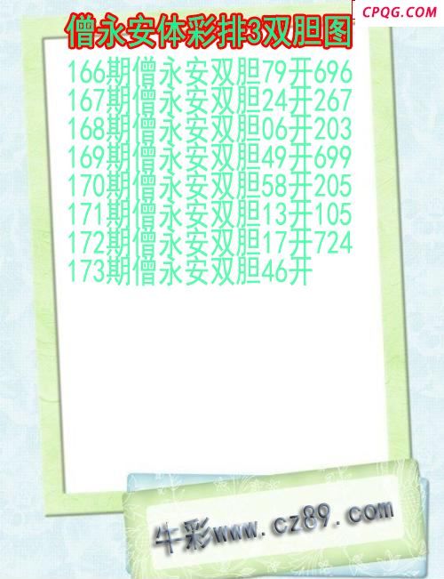 25年173期僧永安体彩排3双胆图
