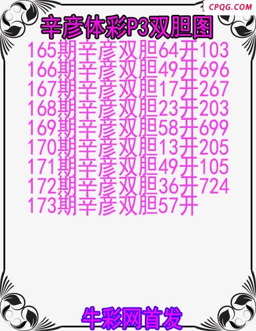 25年173期辛彦体彩P3双胆图