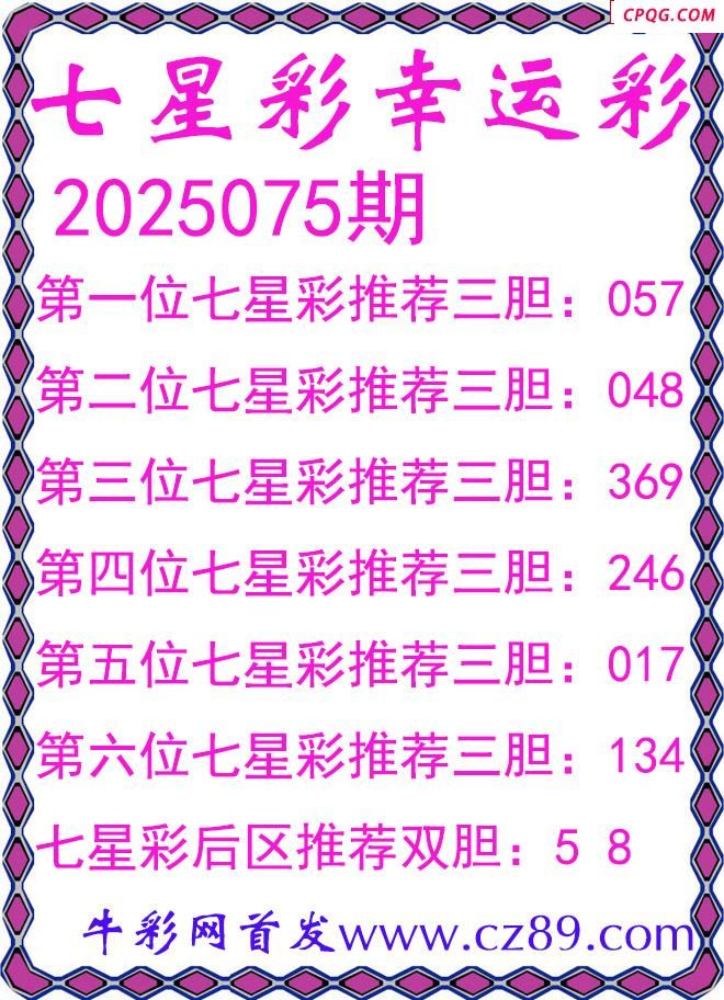 七星彩2025075期幸运彩三胆图谜