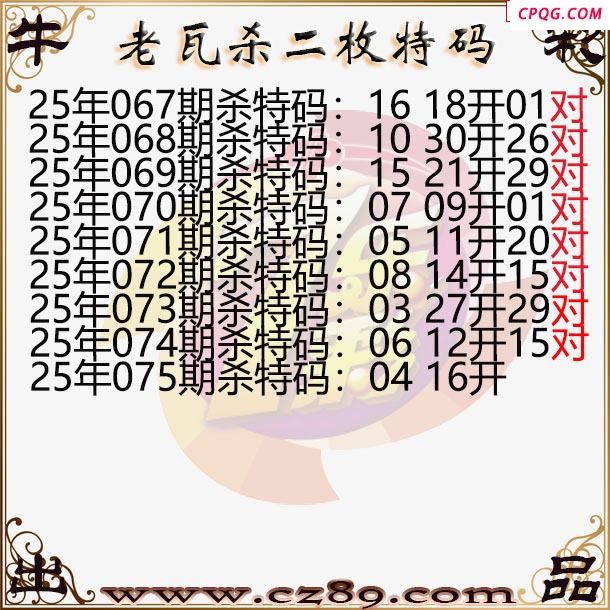 七乐彩2025075期老瓦杀特码图谜