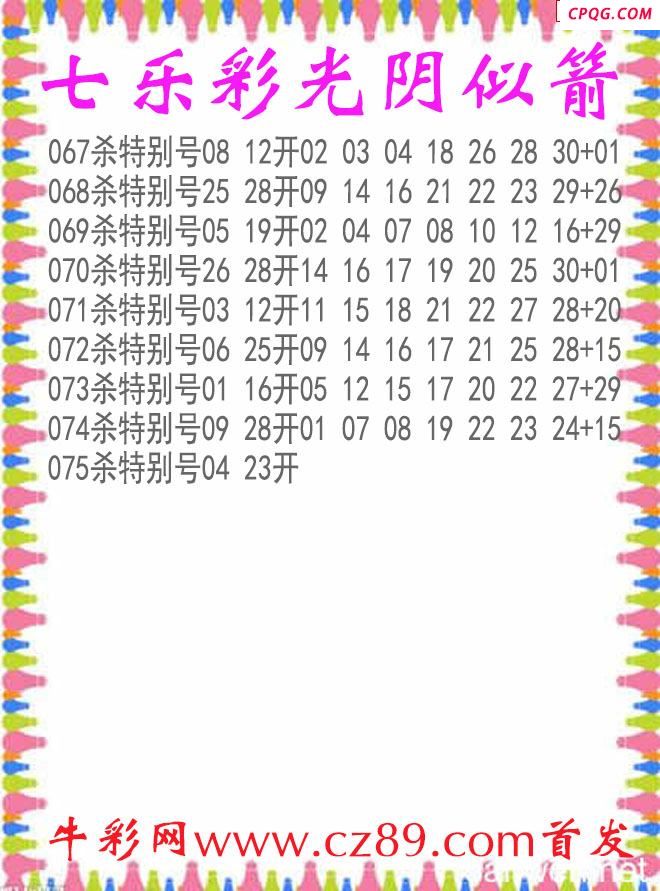 七乐彩2025075期光阴似箭杀码图谜