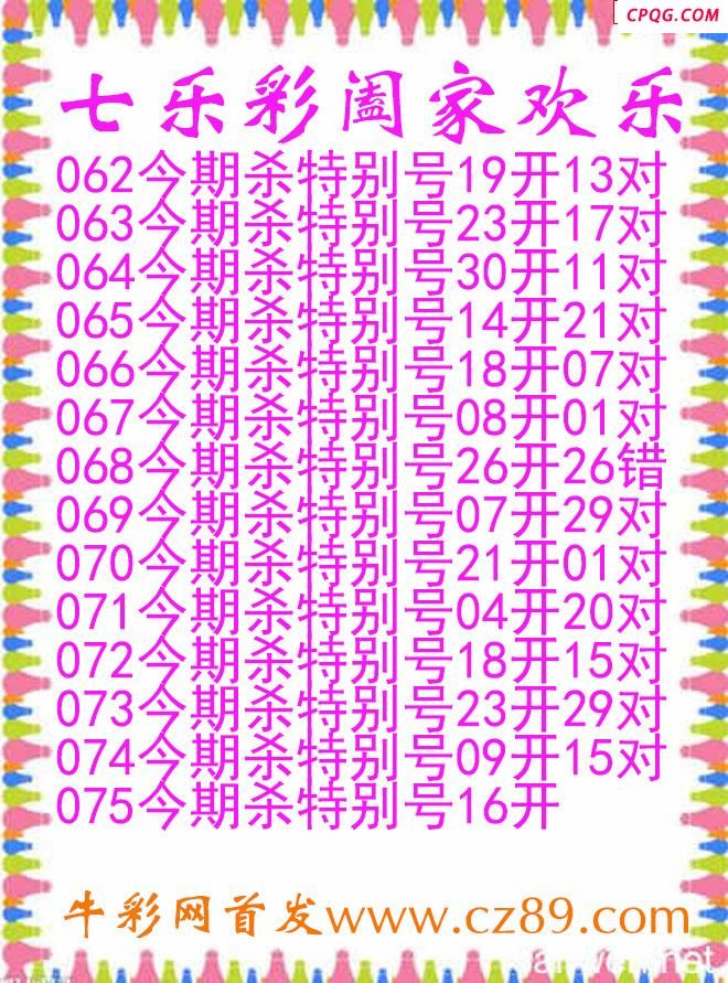 七乐彩2025075期阖家欢乐图谜