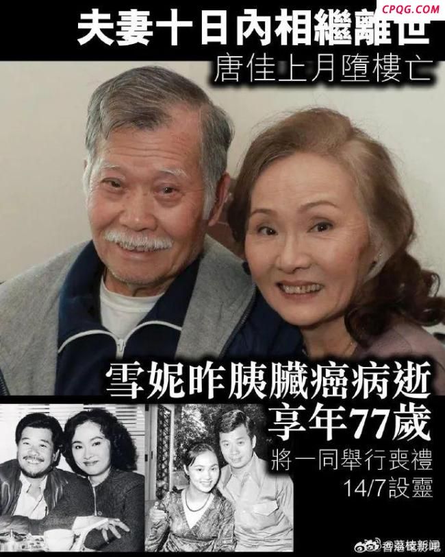 香港演员雪妮病逝 丈夫唐佳上月坠亡
