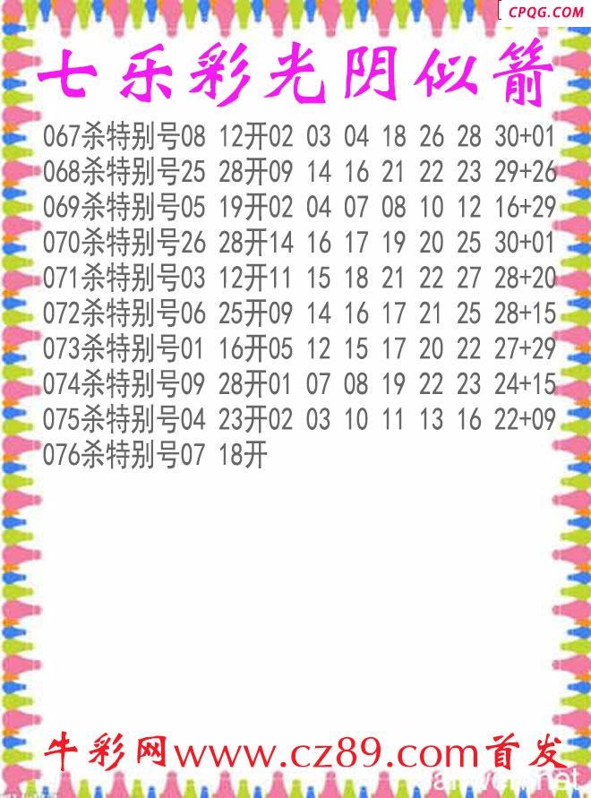 七乐彩2025076期光阴似箭杀码图谜