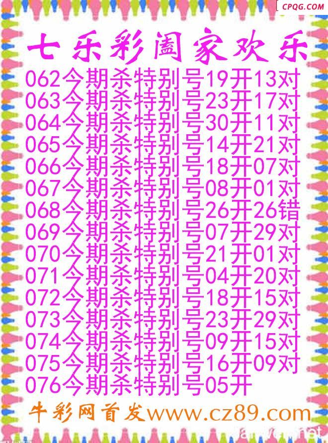 七乐彩2025076期阖家欢乐图谜