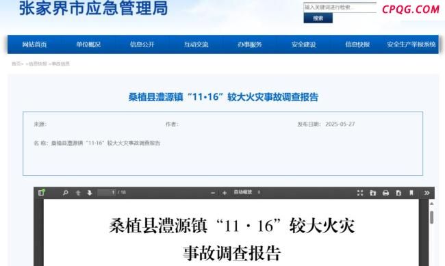 张家界7人遇难火灾调查报告