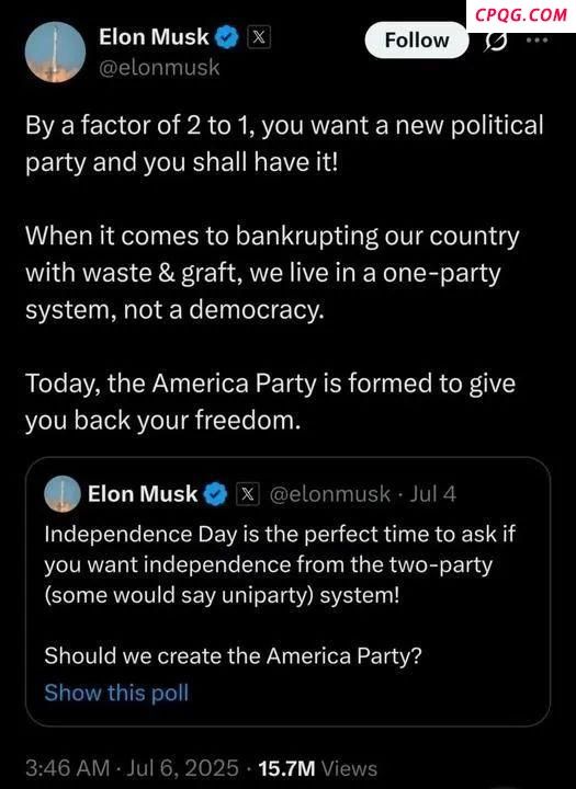 马斯克成立美国党的真实目的是啥