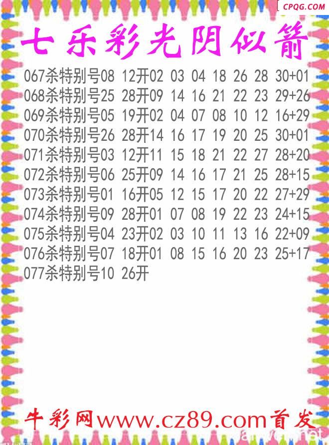 七乐彩2025077期光阴似箭杀码图谜