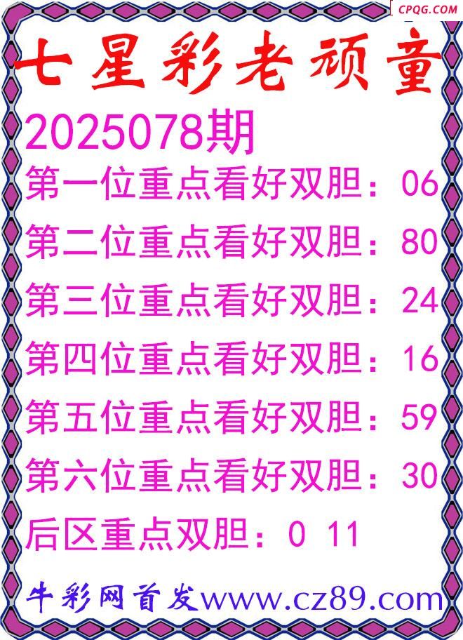 七星彩2025078期老顽童双胆图谜