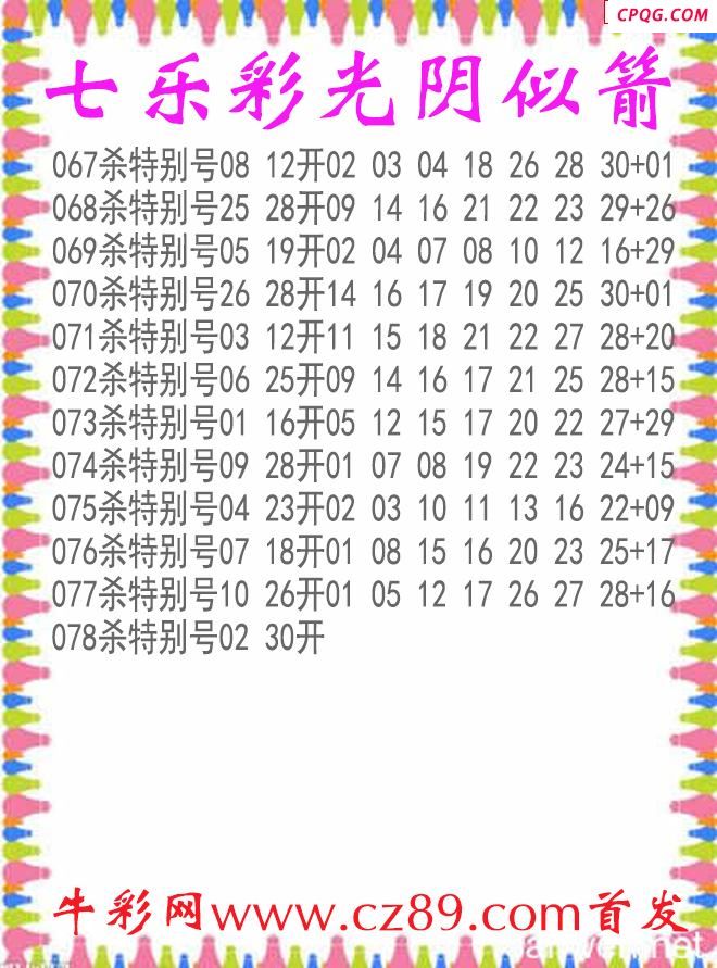 七乐彩2025078期光阴似箭杀码图谜