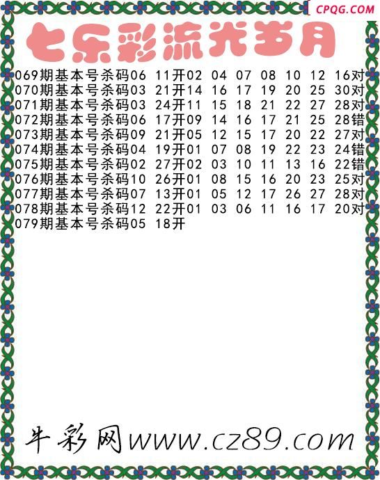 七乐彩2025079期流光岁月杀码图谜