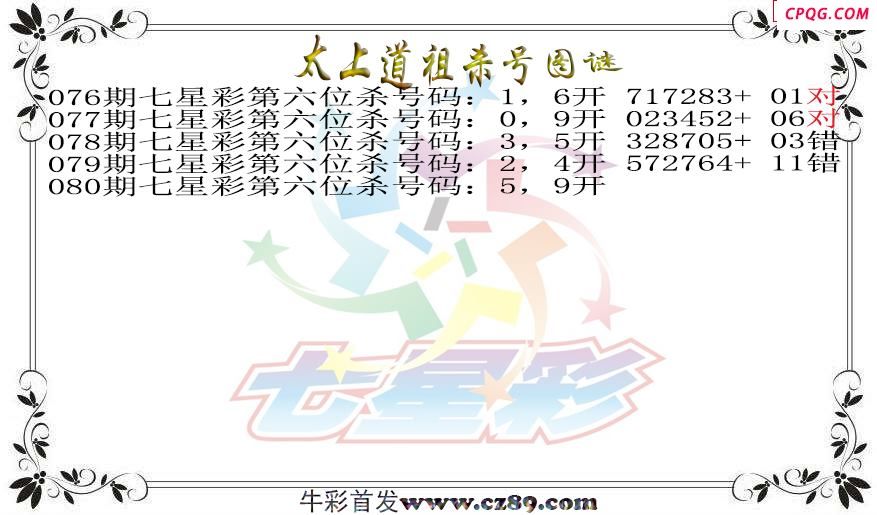 七星彩2025080期太上道祖杀号图谜
