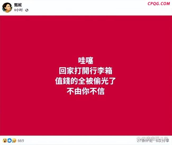 知名歌手甄妮坐飞机行李箱被盗 LV大衣与包不翼而飞
