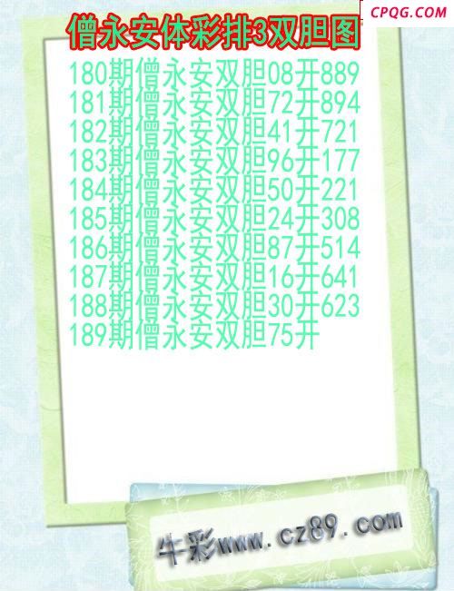 25年189期僧永安体彩排3双胆图