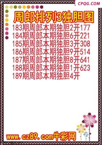25年189期周郎排列3独胆图