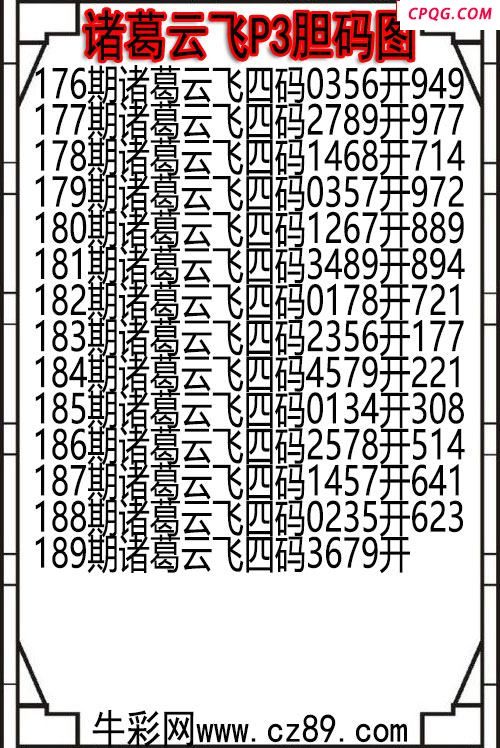 25年189期诸葛云飞P3胆码图