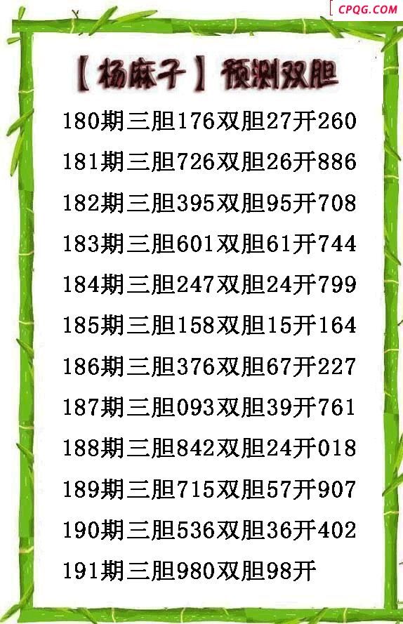 杨麻子双胆2025191期3d图谜