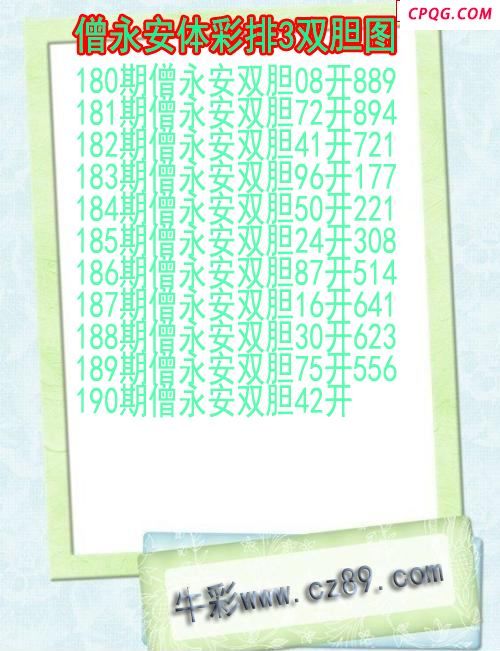 25年190期僧永安体彩排3双胆图