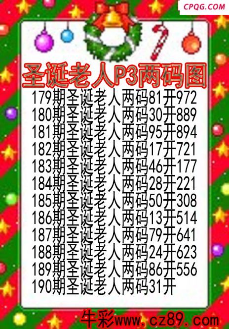 25年190期圣诞老人P3两码图