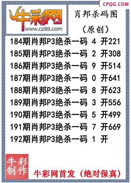 肖邦杀码2025年192期P3图谜（原创）