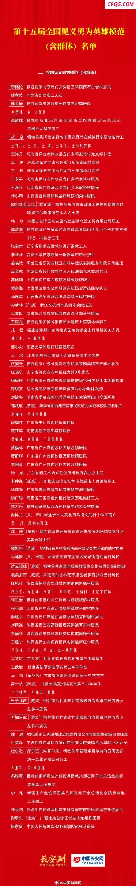 第15届全国见义勇为英雄模范名单 表彰大会在京举行