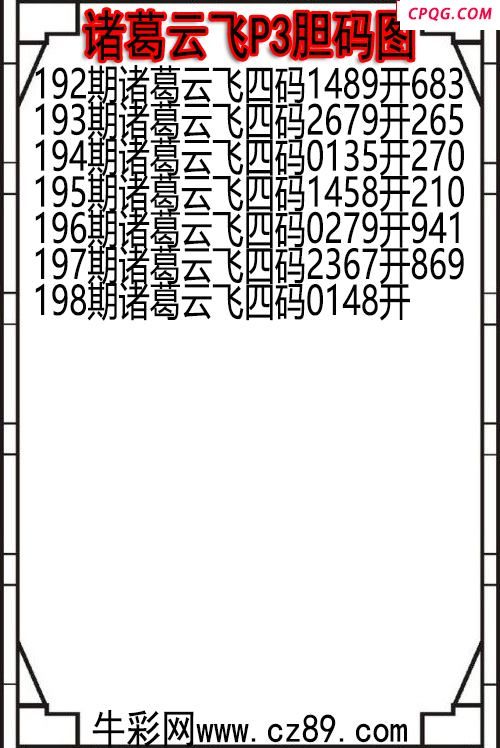 25年198期诸葛云飞P3胆码图