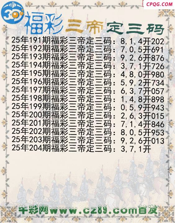福彩三帝定三码204期3d图谜