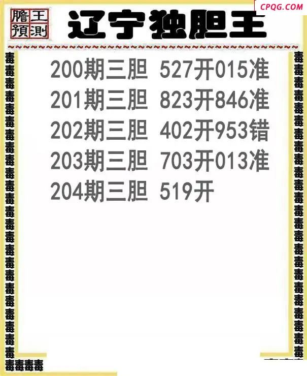 辽宁独胆王2025204期3d图谜
