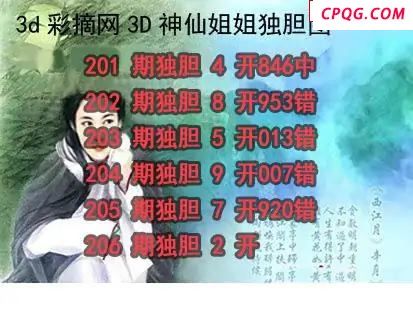 神仙姐姐独胆2025206期3d图谜