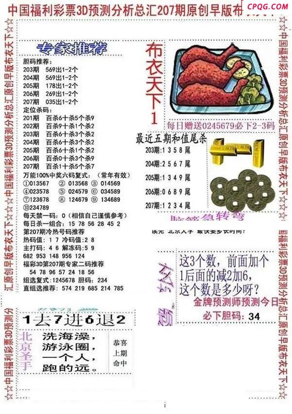 早版布衣2025207期3d图谜